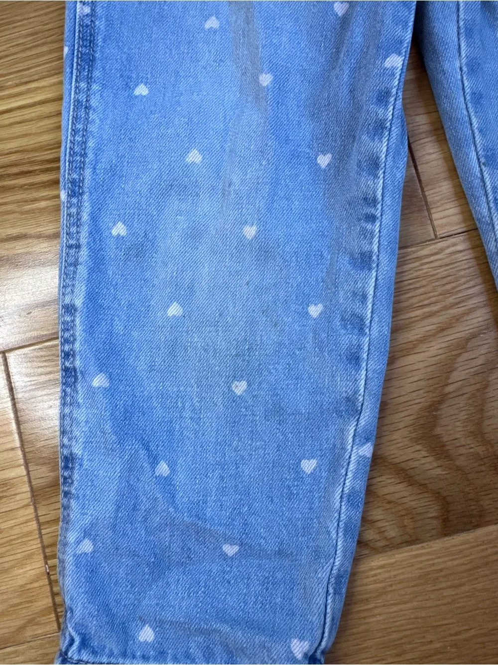 OshKosh B'gosh Light Blue Heart-Print Girls Jeans Overalls